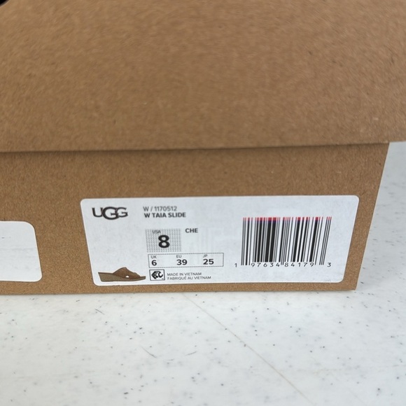 UGG Taia Wedge Slide Sandals - Suede (For Women) Chestnut Sz 8 - Picture 12 of 13